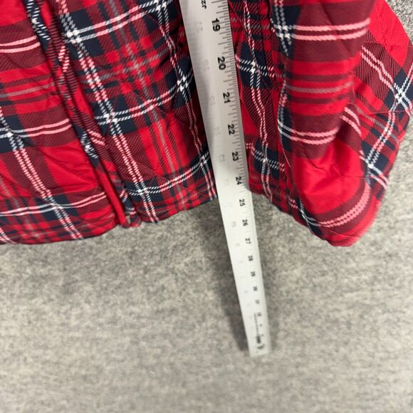 Croft & Barrow Quilted Vest Women M Medium Red Plaid Full Zip Sleeveless Lined - Picture 6 of 6